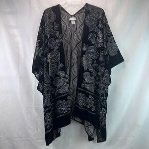 Catherine’s Women’s Velour Black Floral Cape Duster One Size